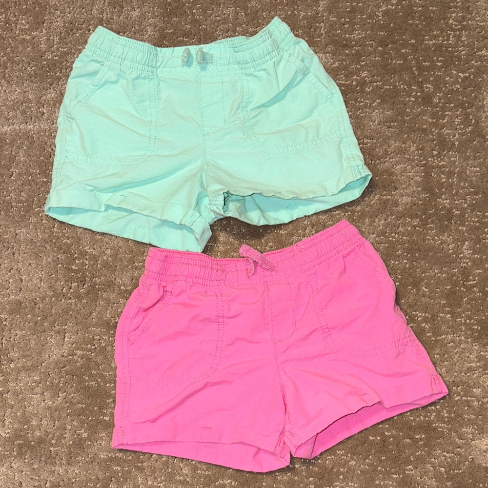 Jumping Beans (Size 7) Girls rolled hemmed Mint and Pink Shorts Set